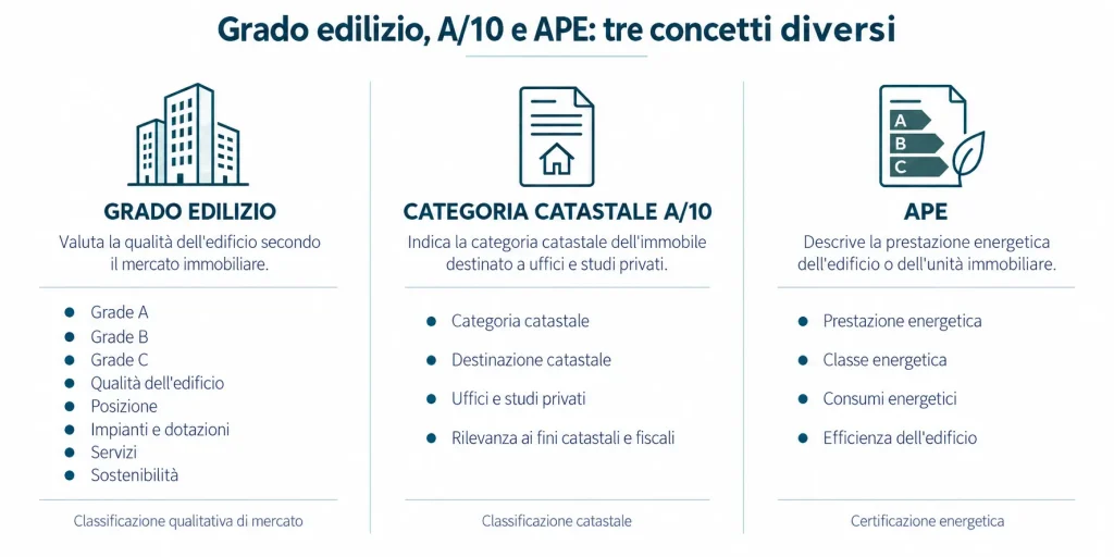 Differenza tra grado edilizio, categoria catastale A/10 e APE