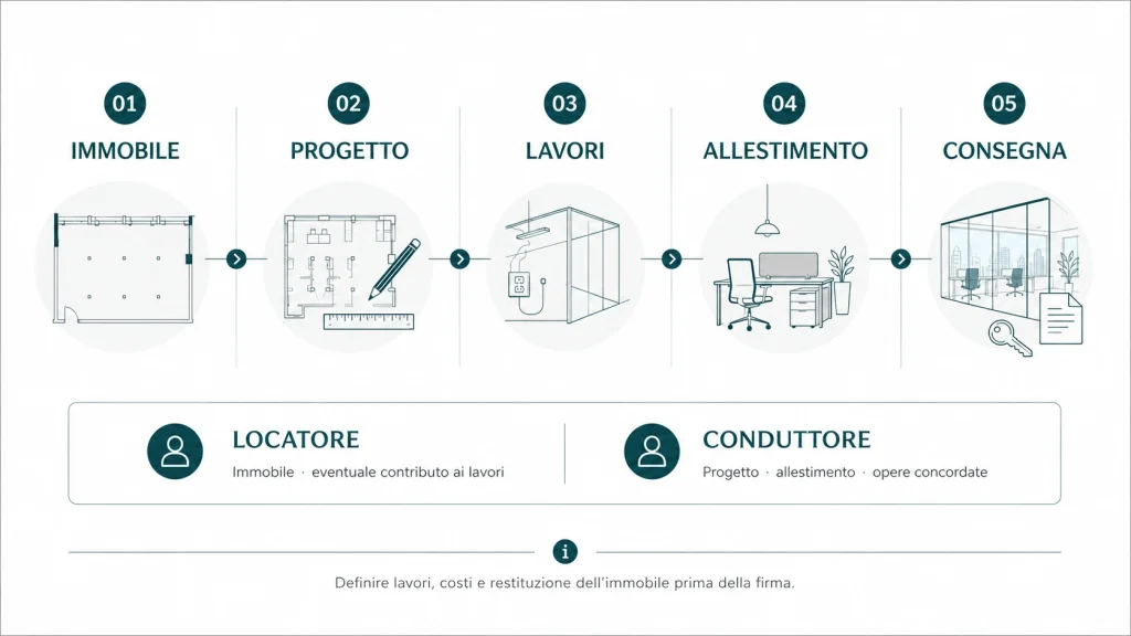 Fasi del fit-out di un ufficio in locazione